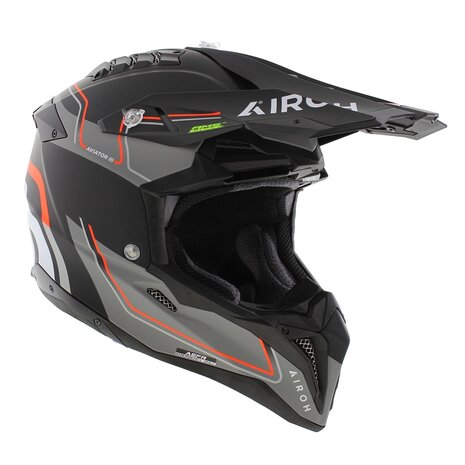 Airoh MX Helmet Aviator 3 AMS&sup2; Leader matt black grey orange