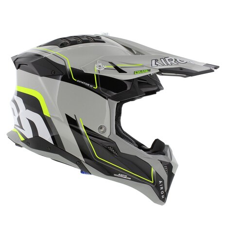 Airoh MX Helmet Aviator 3 AMS&sup2; Leader gloss grey black yellow