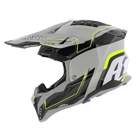 Airoh MX Helmet Aviator 3 AMS&sup2; Leader gloss grey black yellow