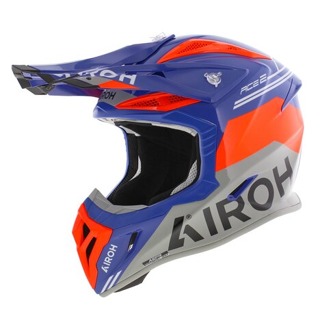 Airoh Aviator Ace 2 MX Helmet Fury - Grey Blue Red