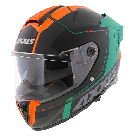 Axxis Hawk SV Evo full face helmet Spear B4 matt orange black green