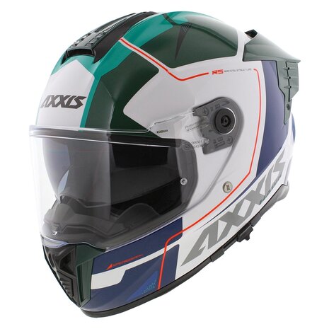Axxis Hawk SV Evo full face helmet Spear A6 gloss green white blue