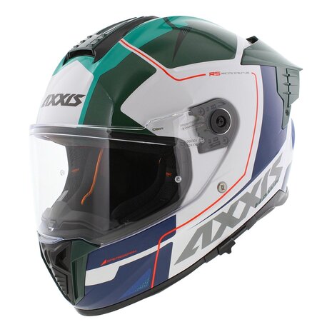 Axxis Hawk SV Evo full face helmet Spear A6 gloss green white blue
