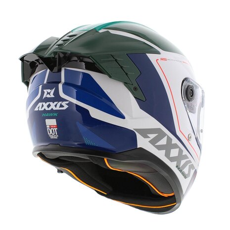 Axxis Hawk SV Evo full face helmet Spear A6 gloss green white blue