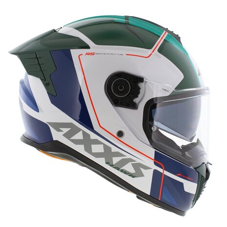 Axxis Hawk SV Evo full face helmet Spear A6 gloss green white blue
