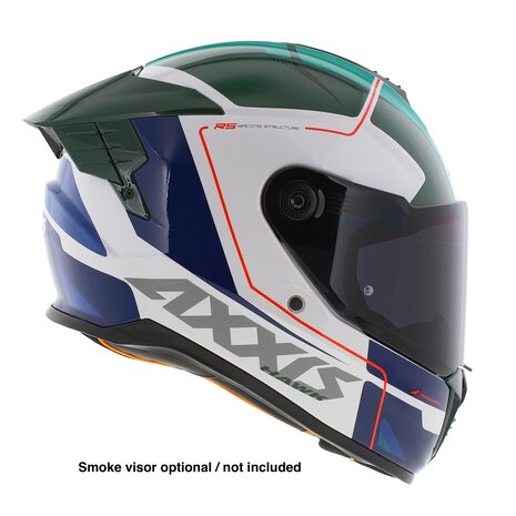 Axxis Hawk SV Evo full face helmet Spear A6 gloss green white blue
