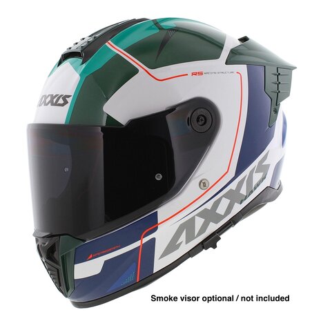 Axxis Hawk SV Evo full face helmet Spear A6 gloss green white blue