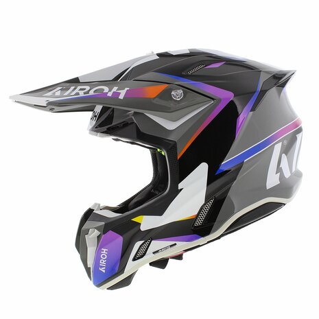 Airoh Twist 3.0 MX Helmet Hustle grey black orange purple