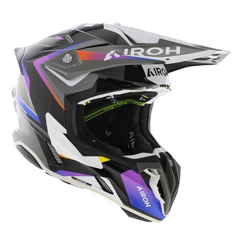 Airoh Twist 3.0 MX Helmet Hustle grey black orange purple