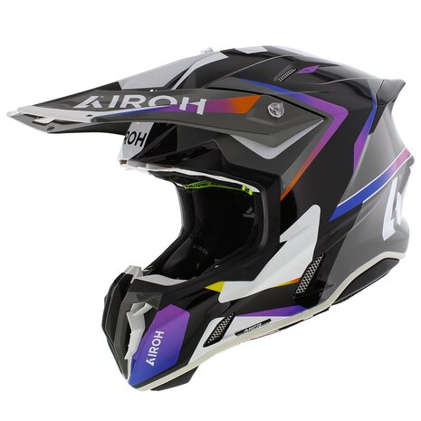 Airoh Twist 3.0 MX Helmet Hustle grey black orange purple