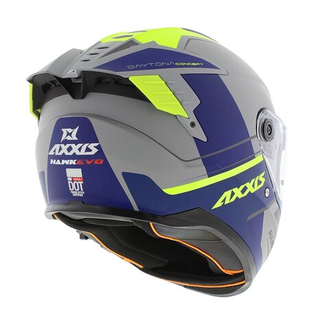 Axxis Hawk SV EVO full face helmet Daytona C2 matt grey blue yellow