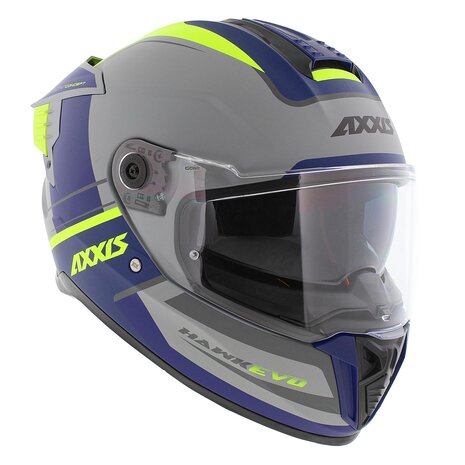 Axxis Hawk SV EVO full face helmet Daytona C2 matt grey blue yellow