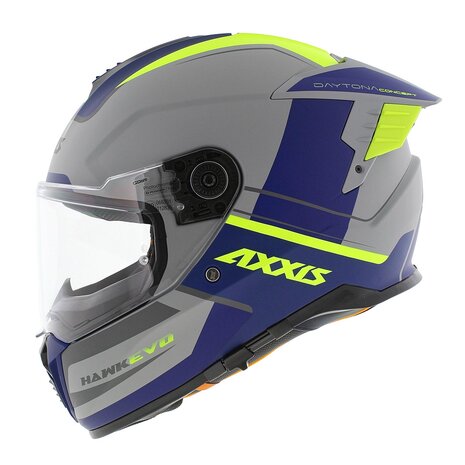 Axxis Hawk SV EVO full face helmet Daytona C2 matt grey blue yellow