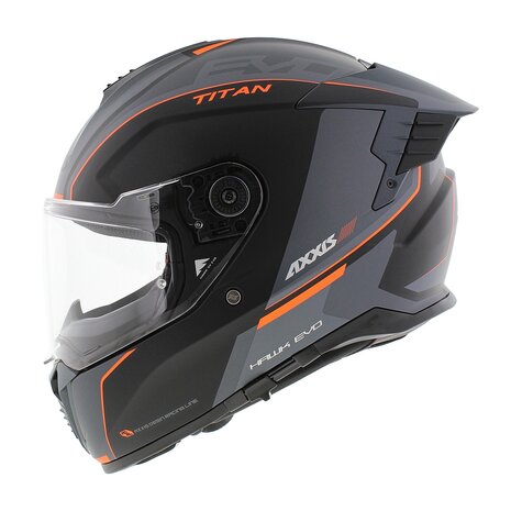 Axxis Hawk SV EVO full face helmet Titan B4 matt black orange grey