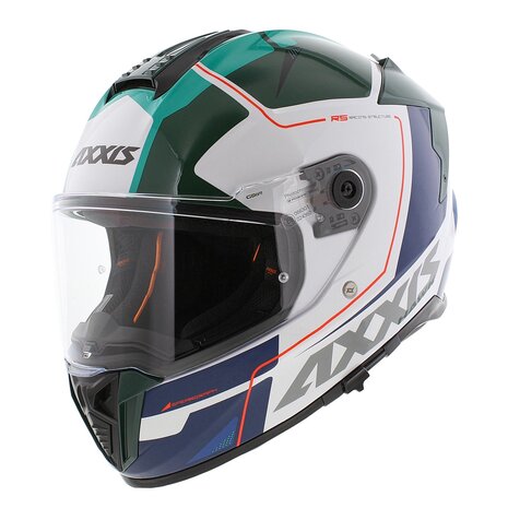 Axxis Hawk SV full face helmet Spear A6 gloss green white blue