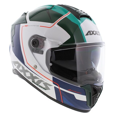Axxis Hawk SV full face helmet Spear A6 gloss green white blue