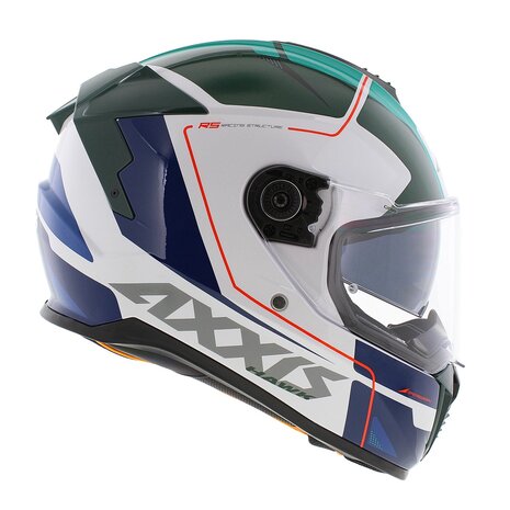 Axxis Hawk SV full face helmet Spear A6 gloss green white blue