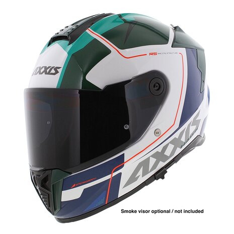 Axxis Hawk SV full face helmet Spear A6 gloss green white blue