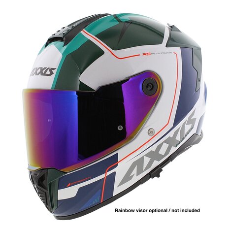 Axxis Hawk SV full face helmet Spear A6 gloss green white blue