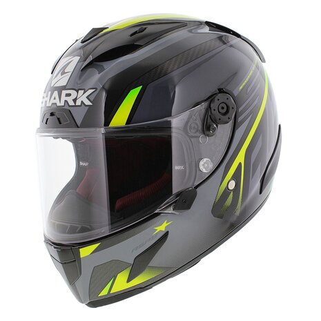 Shark Race-R Pro Aspy full face helmet - Gloss Carbon Black Grey Yellow - Motorcycle racing helmet