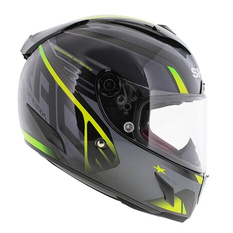 Shark Race-R Pro Aspy full face helmet - Gloss Carbon Black Grey Yellow - Motorcycle racing helmet
