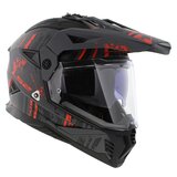 LS2 MX702 Pioneer II adventure helmet Crazy matt grey black red_